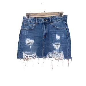 PacSun Distressed Denim Jean Mini Skirt Cotton Women’s Sz 25 New Condition